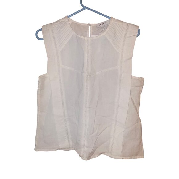 Amour Vert Womens Tank Top Size Medium White Loose Fit Casual Crew Neck New - Picture 6 of 7